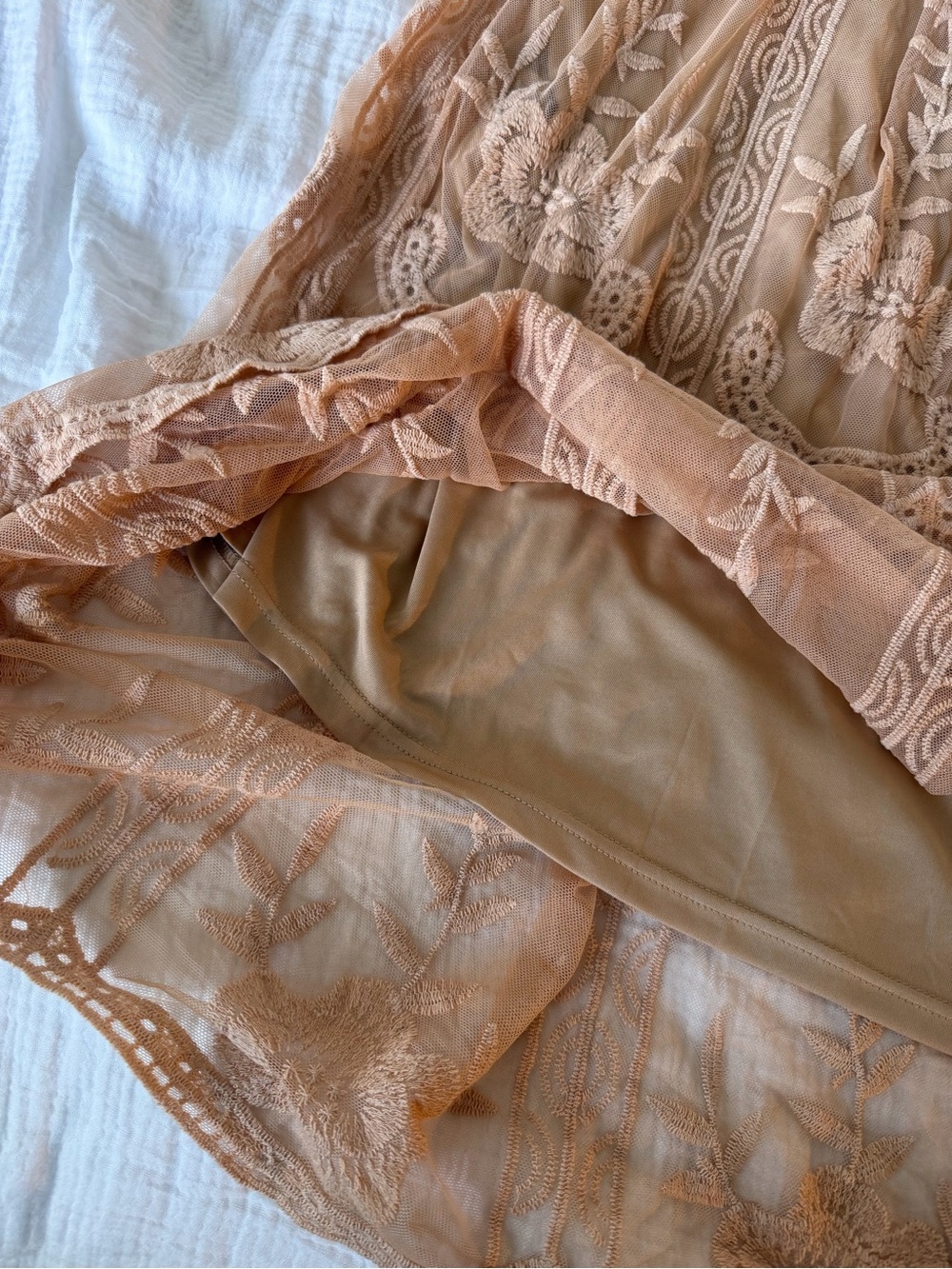 Bella Ella Boho Lace Midi Dress in Nude Blush - Picture 8 of 11